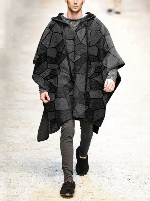 

Мужской шерстяной плащ с капюшоном и мягкой подкладкой, модное пальто средней длины, свободная посадка, весенняя молодежная верхняя одежда Sle Faion