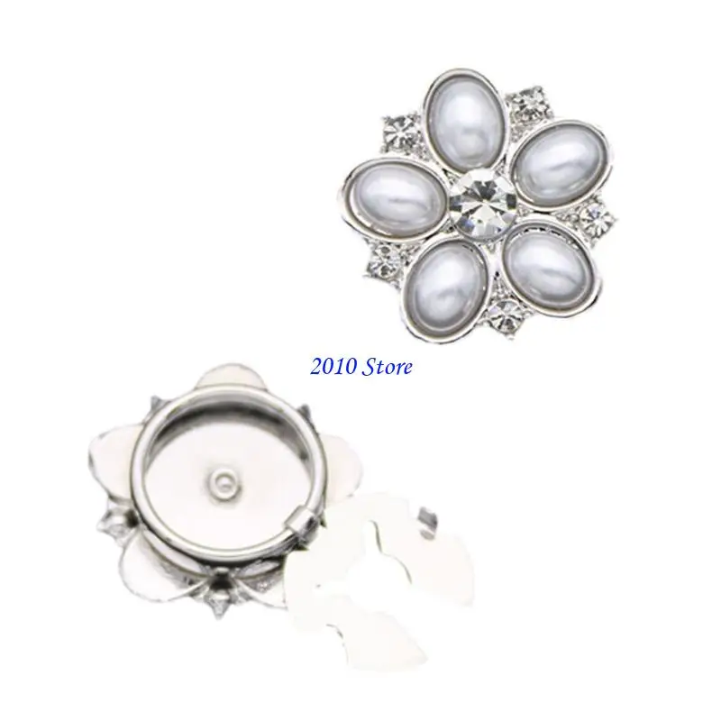 F3MF Rhinestones Flower Sleeve Button Cover For Tuxedo Shirt Easy to Use Decorative Button For Special Occasion Shirt Decors