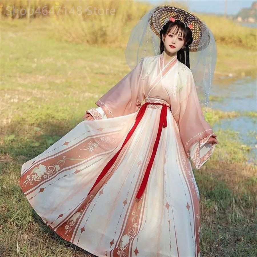 Hanfu Dress Women Chinese Ancient Traditional Hanfu Female Carnival Cosplay Costume Gradient Dance Hanfu Dress Plus Size