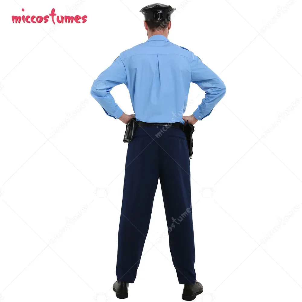 Adult Police Officer Costume Dark Blue Uniform for Men with Hat