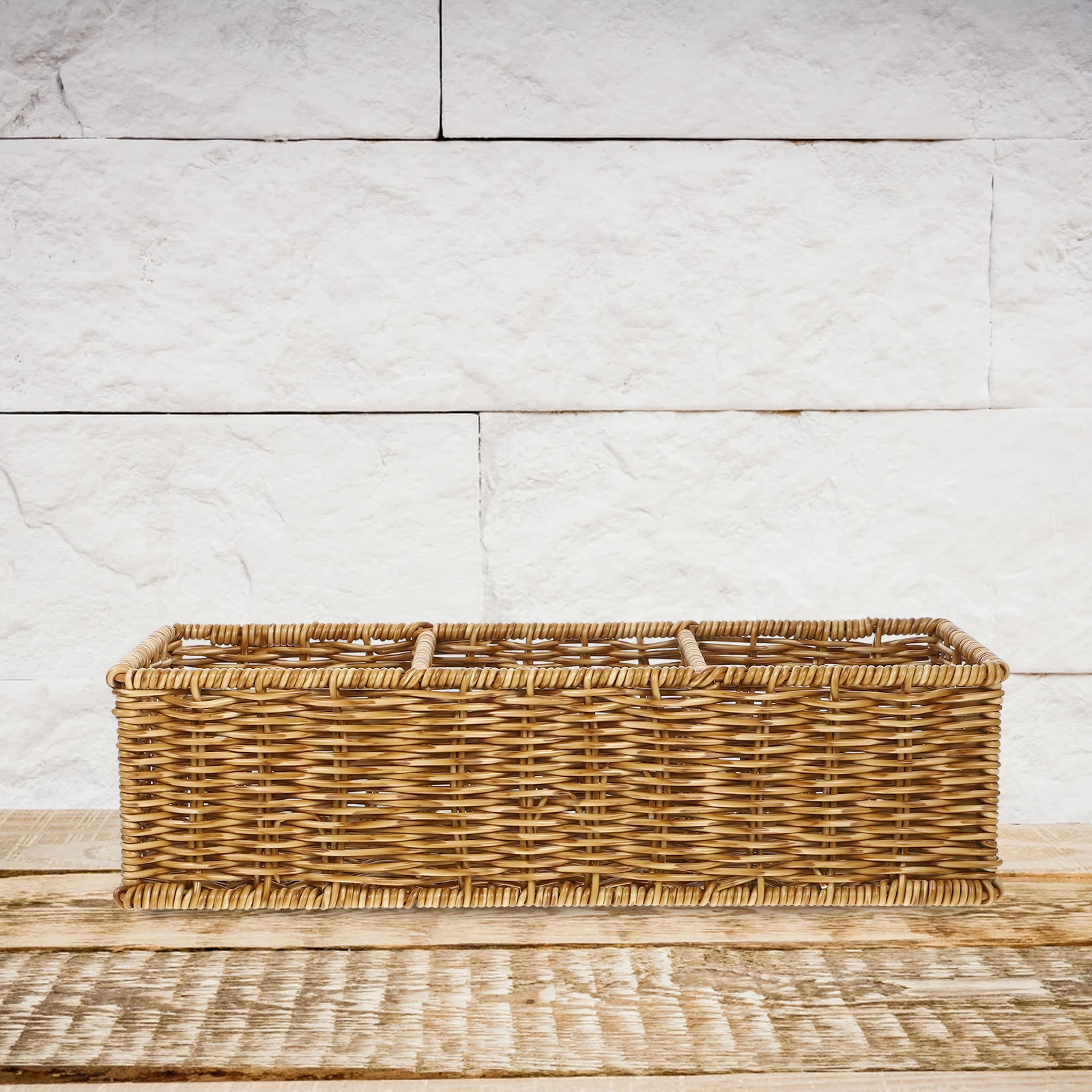 

Practical Woven Book Storage Basket Large Capacity Multi-Function Household Organizer Imitation Rattan