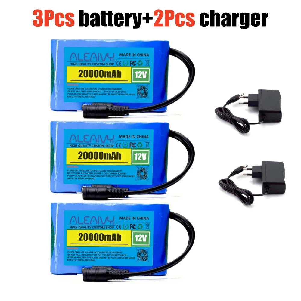 

12V 20000mAh 3S2P Battery Pack Rechargeable Battery Solar Batteries for CCTV Emergency Power Supply with DC Connector+ Charger