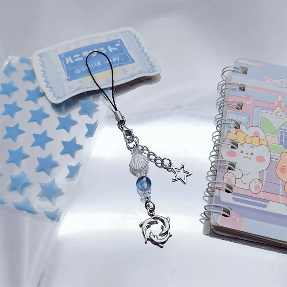 Acrylic Koi Star Phone Charm DIY Handmade Beaded Shell Dolphin Mobile Phone Chain Hanging Cord Short