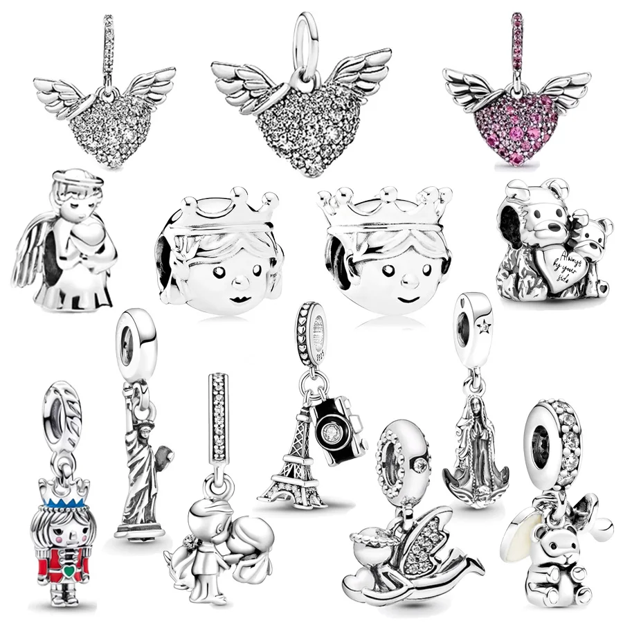 Angel Of Love Bead New York Statue Of Liberty Dangle Charms Fit Original European 925 Sterling Silver Bracelet DIY Jewelry Gift