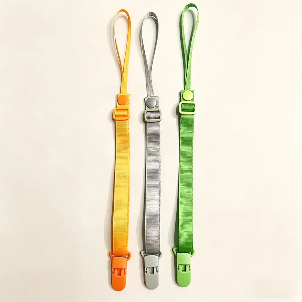 Baby Pacifier Clip Solid Color Adjustable Strap Dummy Anti-Lost Holder Webbing Teething Toy Chain Infant Soother Accessory