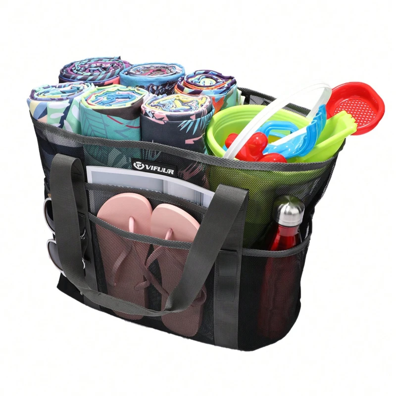 Transparent Mesh Cosmetic Tote Bag Beach Bathroom Shower Accessories Travel Portable Towel Toiletry Handbag Storage Organizer