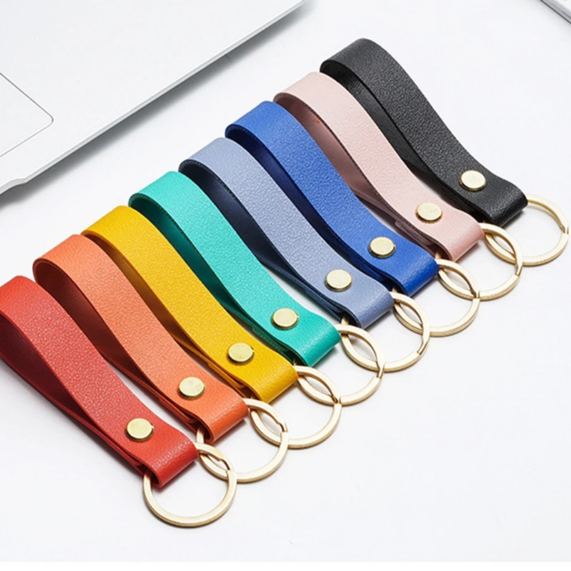 

24pcs/Lot PU Leather Keychain Business Gift Leather Key Chain Men Women Car Key Strap Waist Wallet KeyChains Keyrings