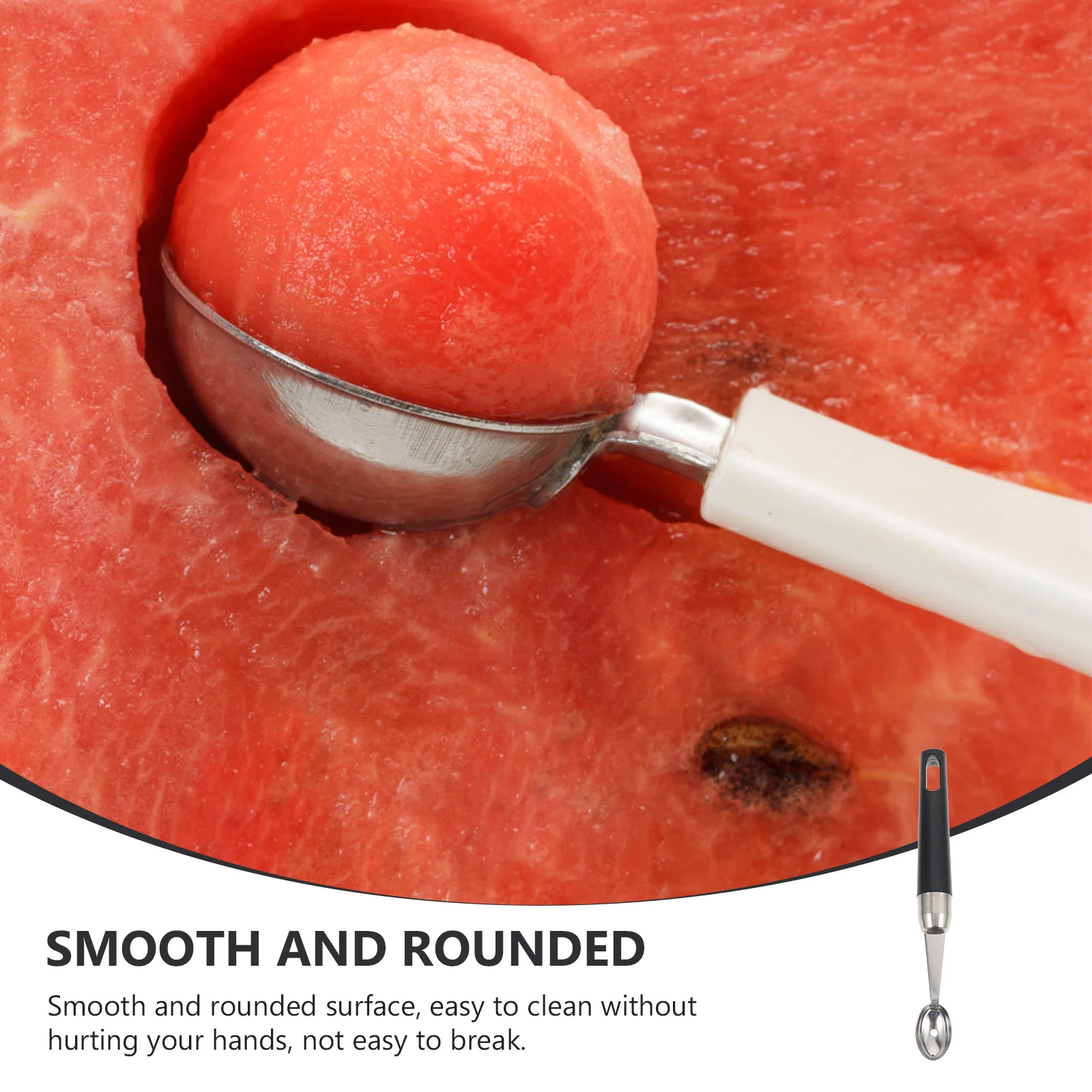 

Stainless Steel Fruit Ball Scoop Smooth Handle Easy Clean Kitchen Gadget For Watermelon Cantaloupe Cucumber Dragon Fruit