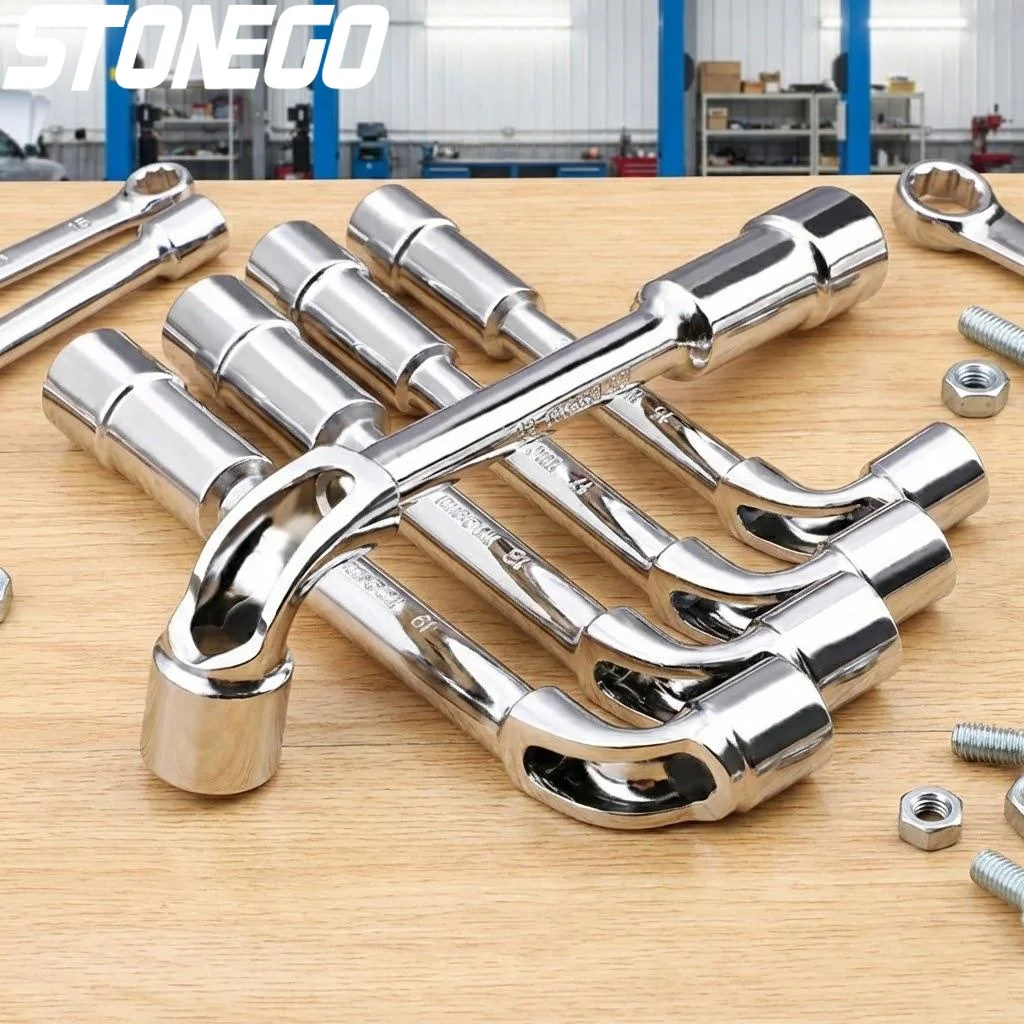 L Shaped Perforated Socket Wrench Double Ended 6mm 7mm 8mm 9mm 10mm Automotive Wrench for Car Tire Removal and General Repairs