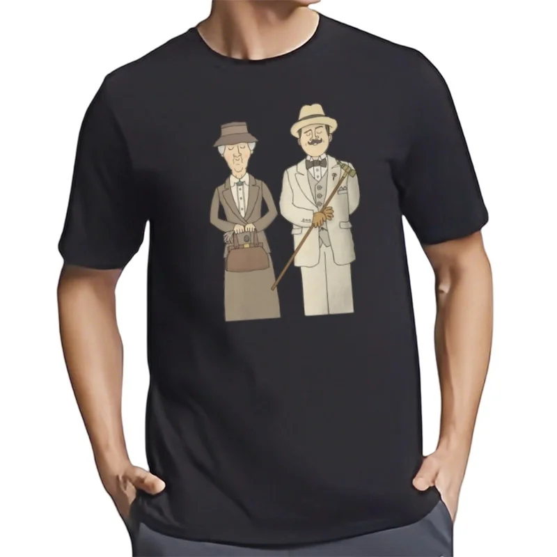 T-shirt Marple et Poirot en Coton pour Homme et Femme, Cravate pour Ulcère d'Agatha Imprimée à Faire Soi-Même, Poignées Mystère