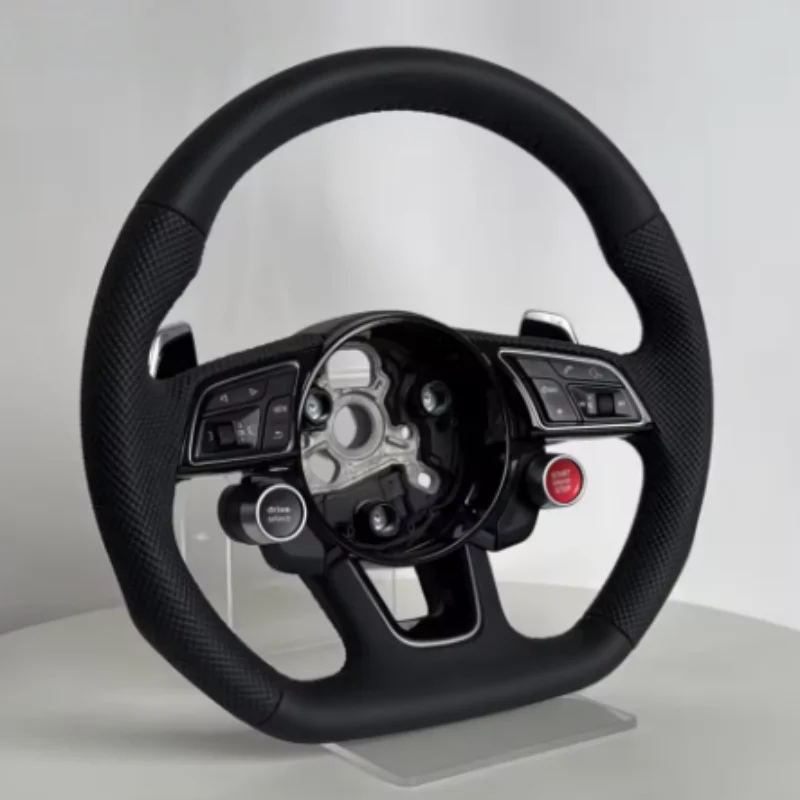 

Car Steering Wheel Custom Made Leather For Audi A3 A4 A5 A6 B9 A5 B9 Lat Bottomed Steering Wheel Car Interior Accessories