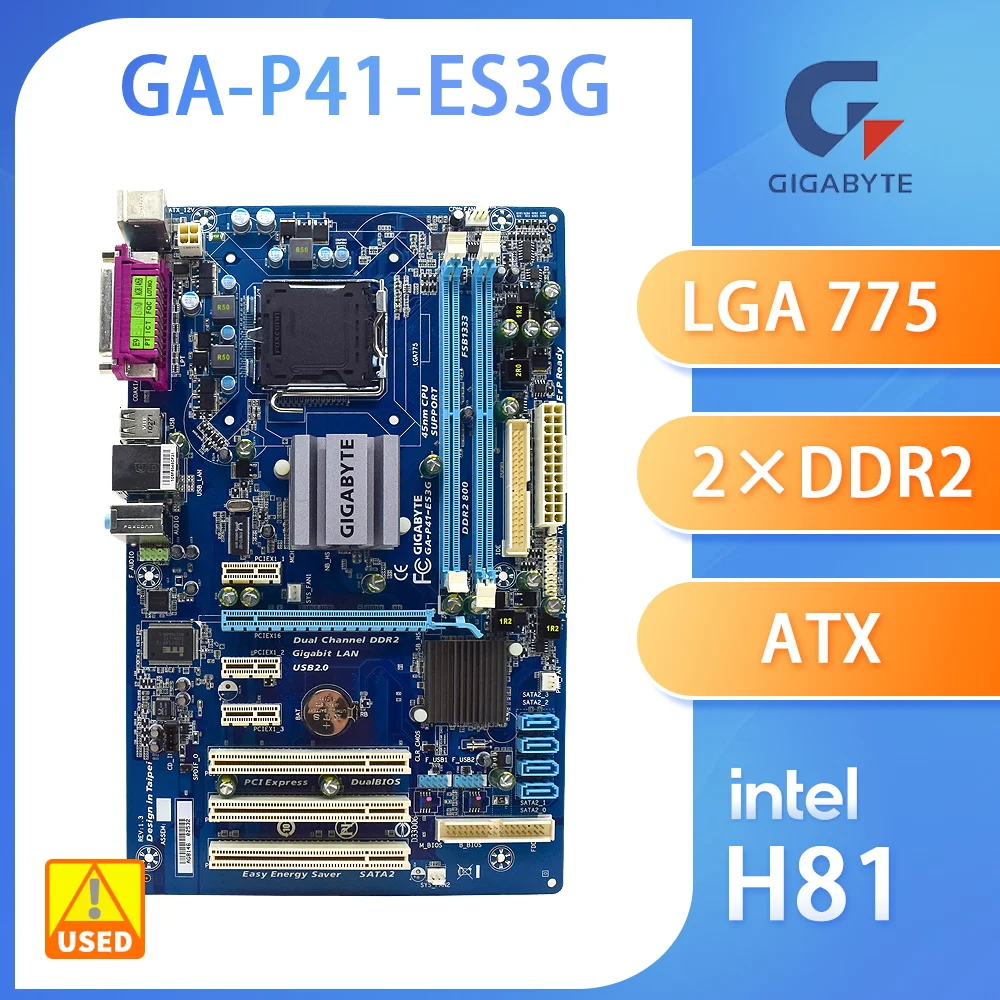 Socket LGA775 Gigabyte GA-P41-ES3G Motherboard Intel G41 2xDDR2 800/667MHz 8GB CPU PCI-E X16 SATA II USB2.0 Intel