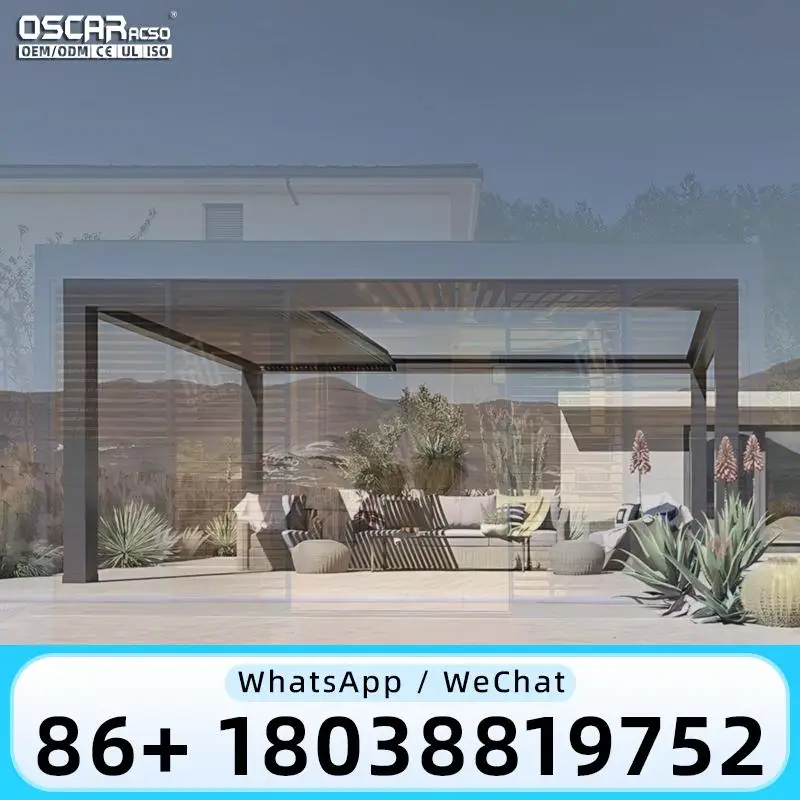 Wall Mounted Outdoor Motorized Pergola System Garden Aluminium Louvre Roof for Patio Balcony Backyard pergola