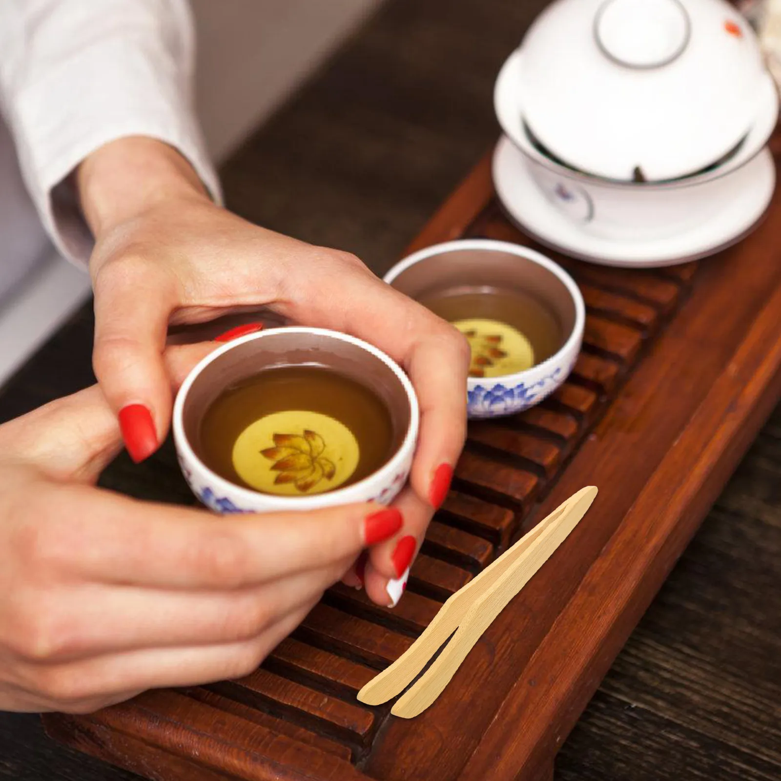 10Pcs Premium Bamboo Tea Clips Simple Design Anti Scald Cup Holder for Hot Teacups Eco Friendly Tea Tool Teahouse Accessory