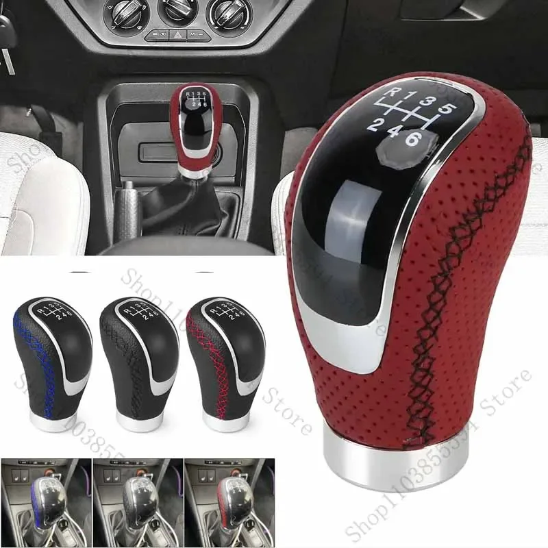 

Car PU Leather 5/6 Speed Shifter Lever With Gear Knob Manual Transmission Replaceable Cap Cover Gear Shift Knob Car Accessories