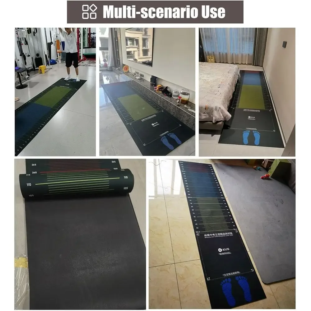 Indoor Adult Long Jump Mat with Non-Slip Surface and Measuring for Gym and Home Training