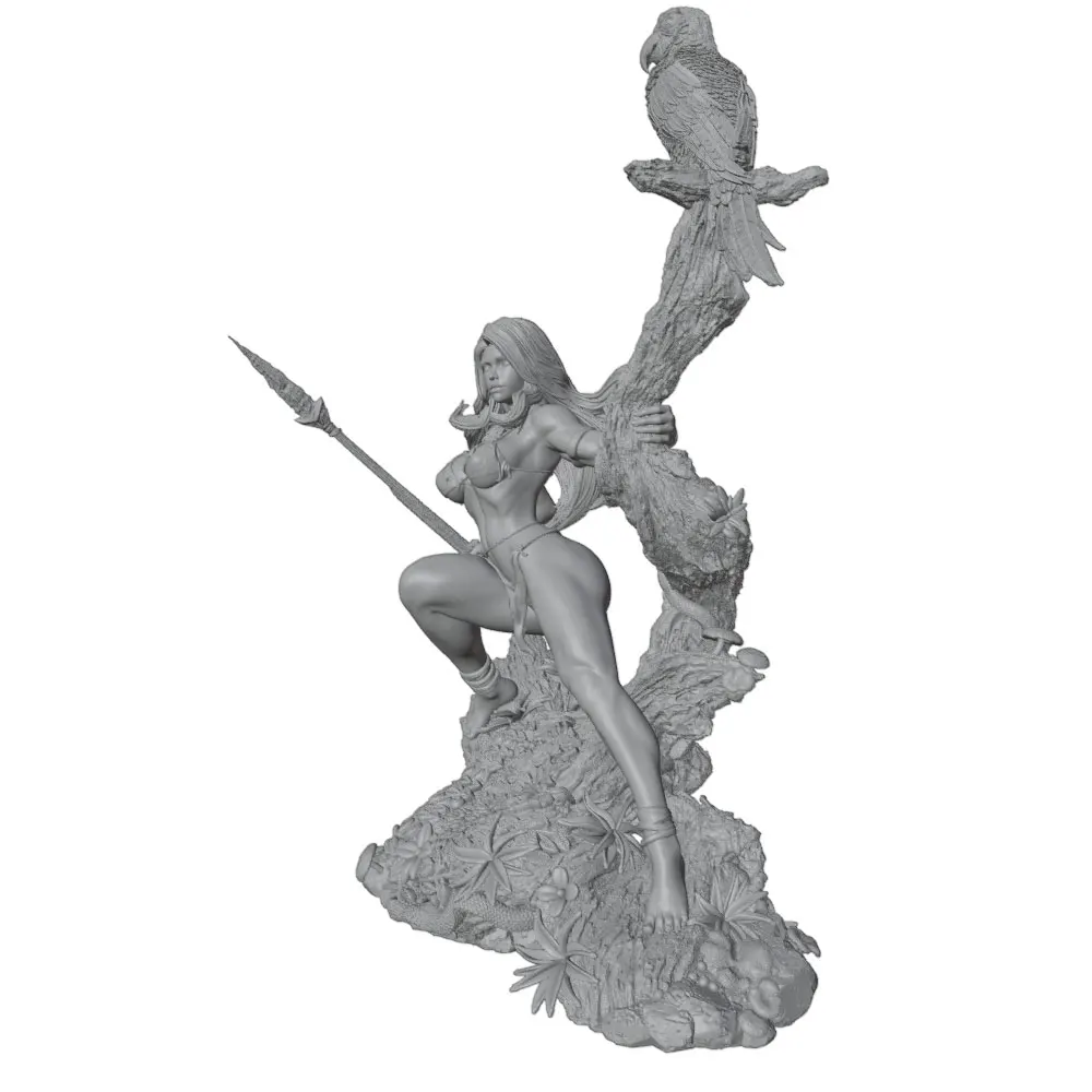 Miniatura guerrera femenina de resina – Figura GK 75/100/120mm – DIY sin montar - imagen 5