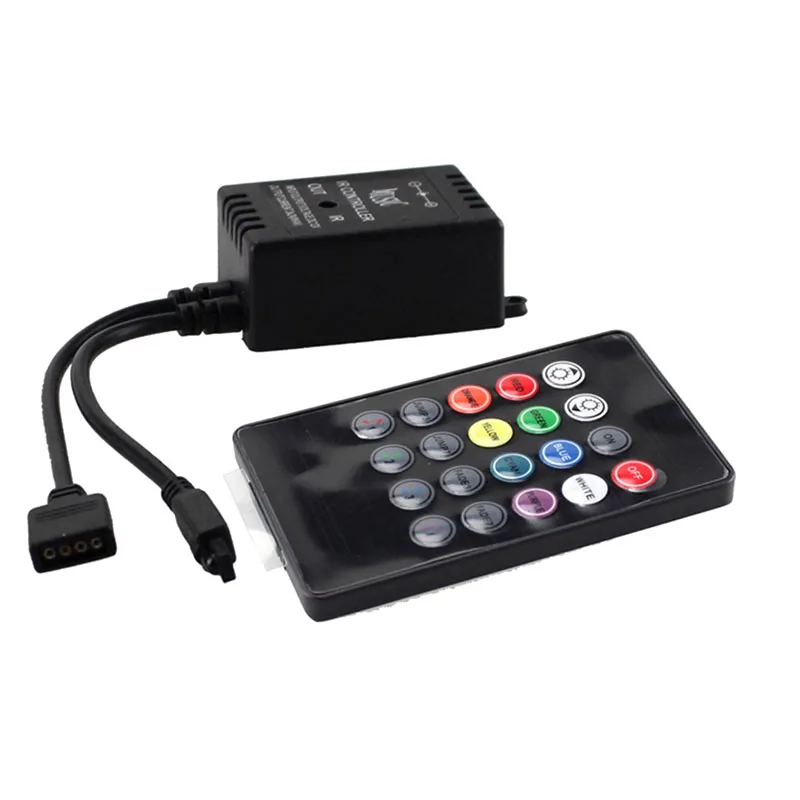 20-Key IR Remote RGB LED Music Controller, Sound Activated Color Changing Dimmer DC12V-24V for 5050 LED Strip Lights
