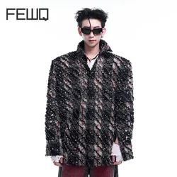 FEWQ Detachable Sleeve Long Sleeve Autumn Men Jacket 2024 Stand Collar Contrast Color Casual Male Tops Fashion 24E1737