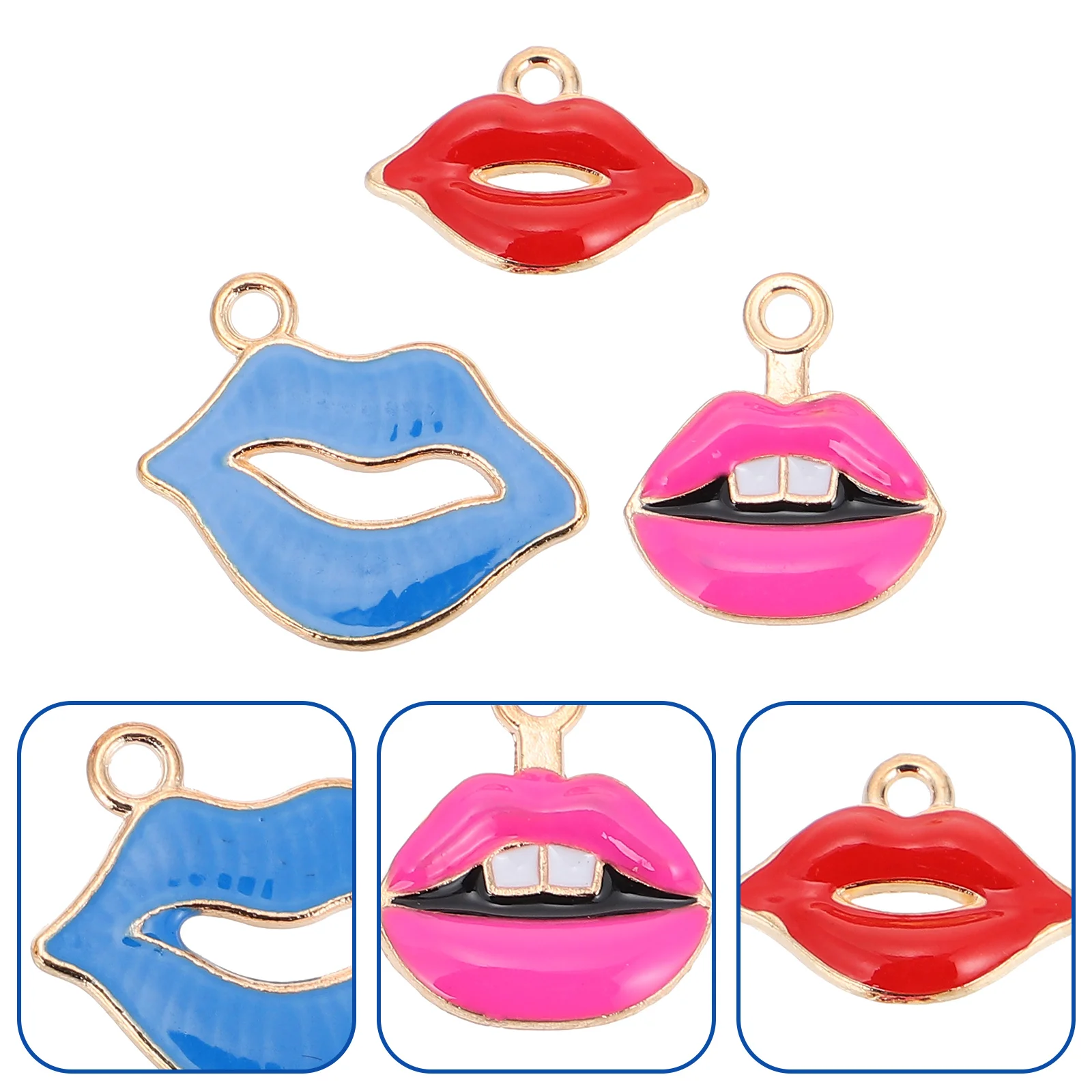 

30 Pcs DIY Accessories Lip Charm Pendant Jewelry Metal Earring Necklace Bracelet Findings Earrings