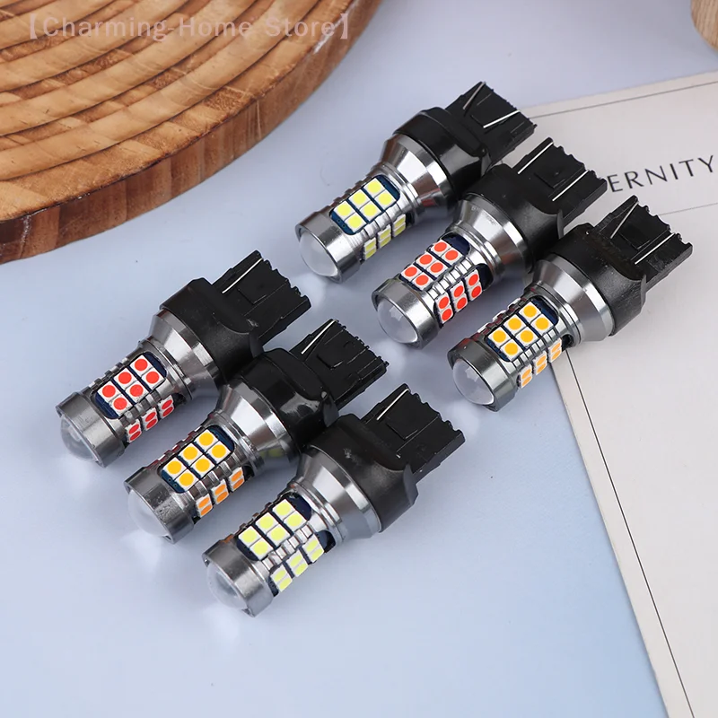 【M】1 قطعة T20 LED 7440 7443 Led WY21W W21W Led لمبات سيارة LED لمبات مصباح إشارة T20 27SMD 3030 احتياطية الفرامل عكس وقوف السيارات