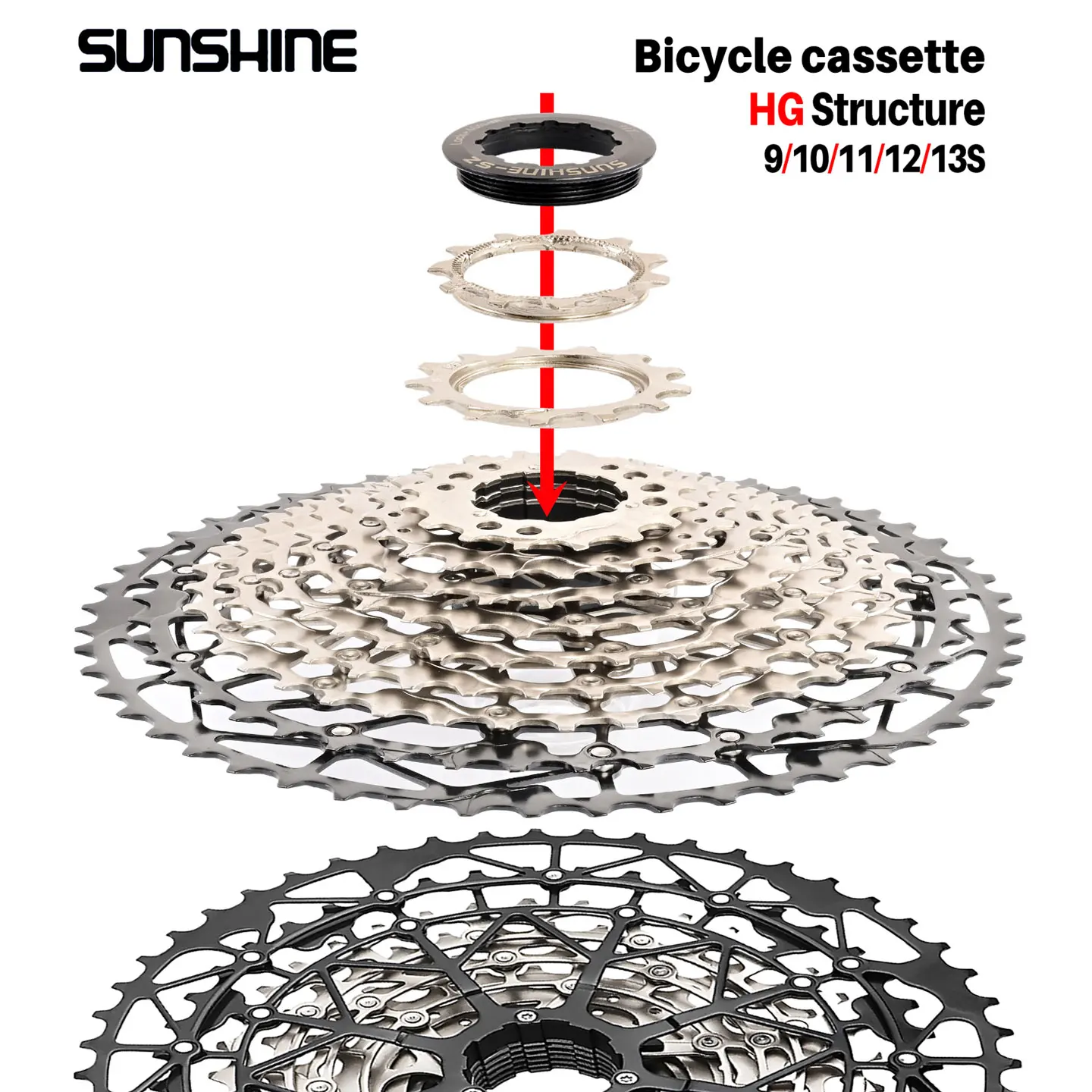 

SUNSHINE Полое горное свободное колесо 9/10/11/12/13s Складной велосипед 40T/42T/46T/48T/50T/52T Маховик с картой переменной скорости HG