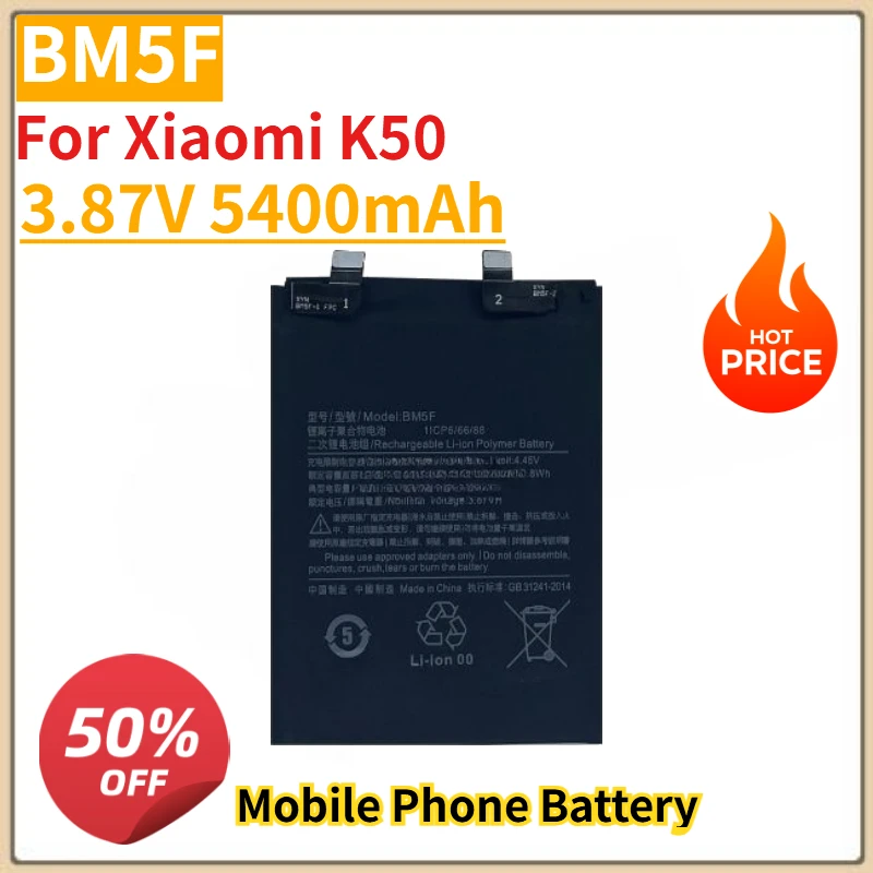 

New High Quality BM5F Mobile Phone Battery 3.87V 5400mAh For Xiaomi K50