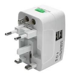 Universal World Travel 2 USB Port All in One AC Power Charger Adapter International Plug Adapter AU US UK EU Converter