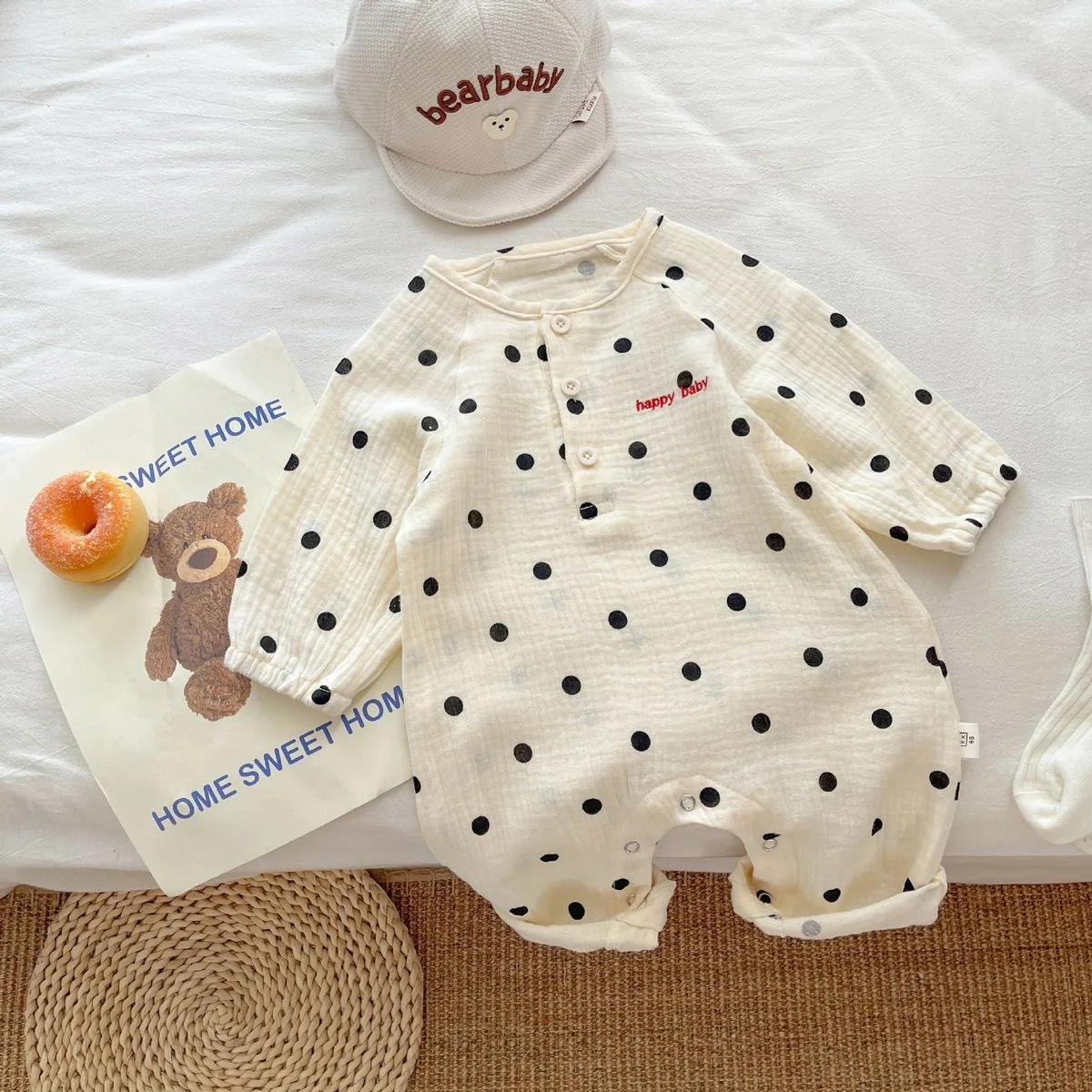 

( 0-3 Years Old) Cute Baby Onesie Autumn Kids Girls Cloth Cotton Moon Print Long-sleeved Jumpsuit Cotton For Infant