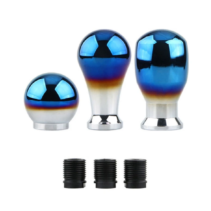 Universal Car Burnt Blue Style Gear Shift Knob Kit with 8/10/12mm Adapter Manual Transmission Gearstick Lever