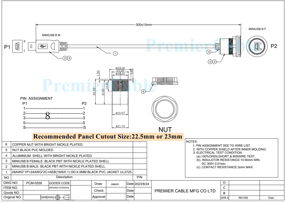 Mini-USB 5-Pin-Verlängerungskabel (Stecker auf Buchse), 480 Mbit/s, Mini-USB-Verlängerungskabel für bündige Montage, Datensynchronisation, Stromversorgung, Ladekabel für Boote – Detail 6