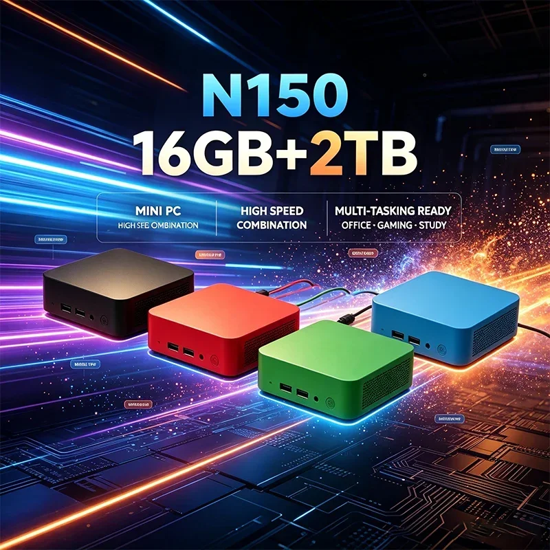 インテル-n150-ミニpc-–-16gb-1-2tb、wifi6、bt52、4k、windows-11、オフィスや学習用のポータブルゲーミングデスクトップ