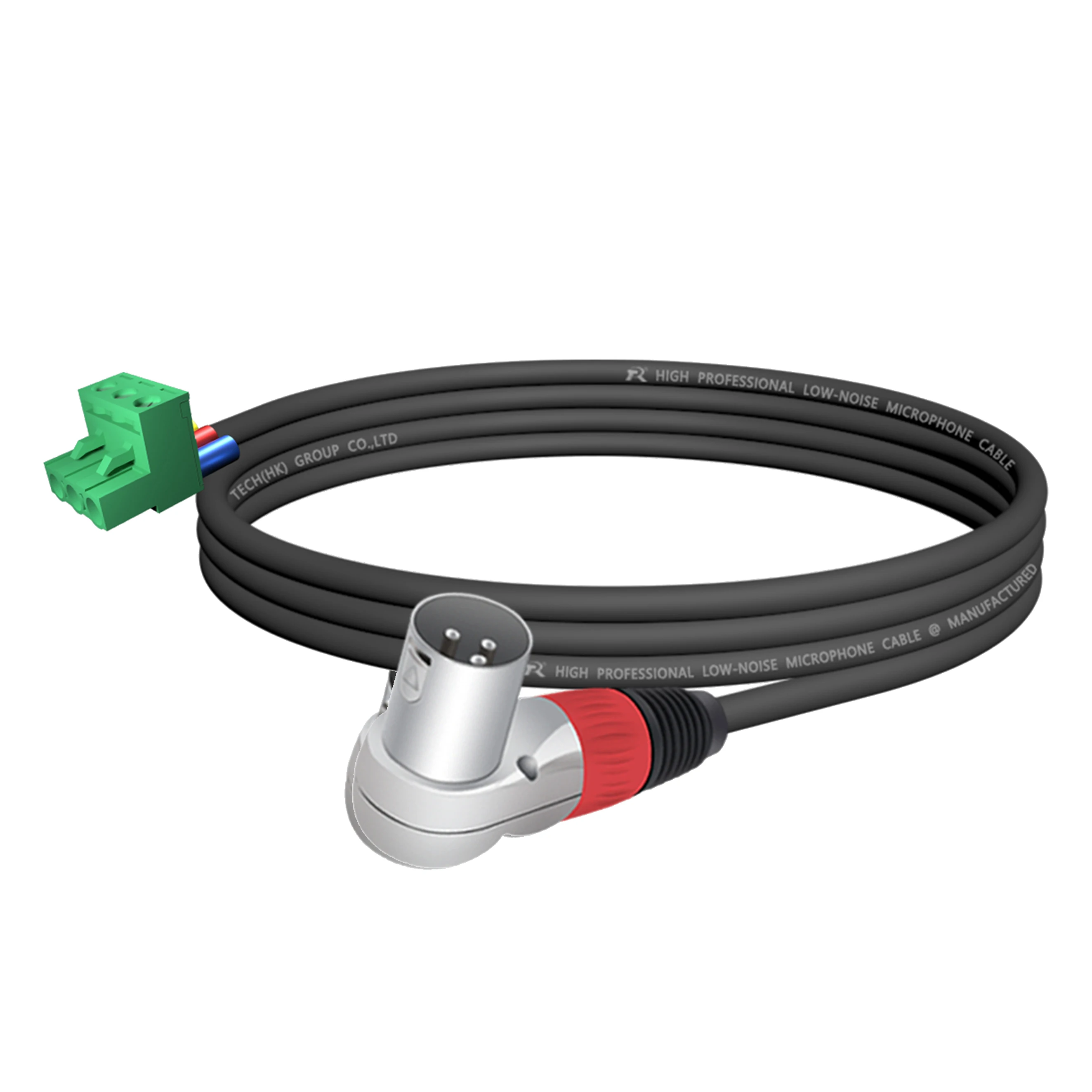 3-PIN rechtwinkliges Mikrofonverlängerungskabel zu 3-PIN Phoenix-Kabel, 5,08 mm 3-PIN PCB-Schraubklemme mit Abschirmung, für Lautsprecher, Tonstudio – Detail 3