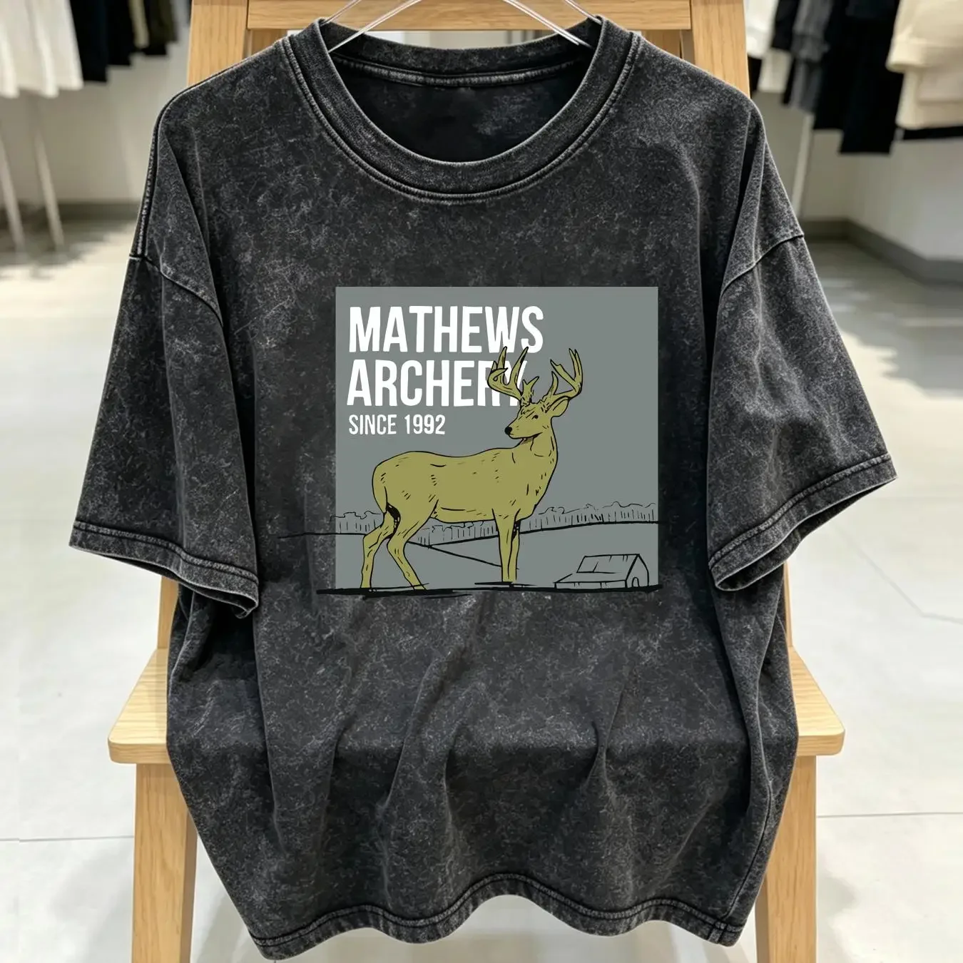 washed T Shirt MATHEWS ARCHERY 1992 Women's SLATE BLUE Jersey Knit SHORT SLEEVE Sz L vintage Washed Versatile Comfortable