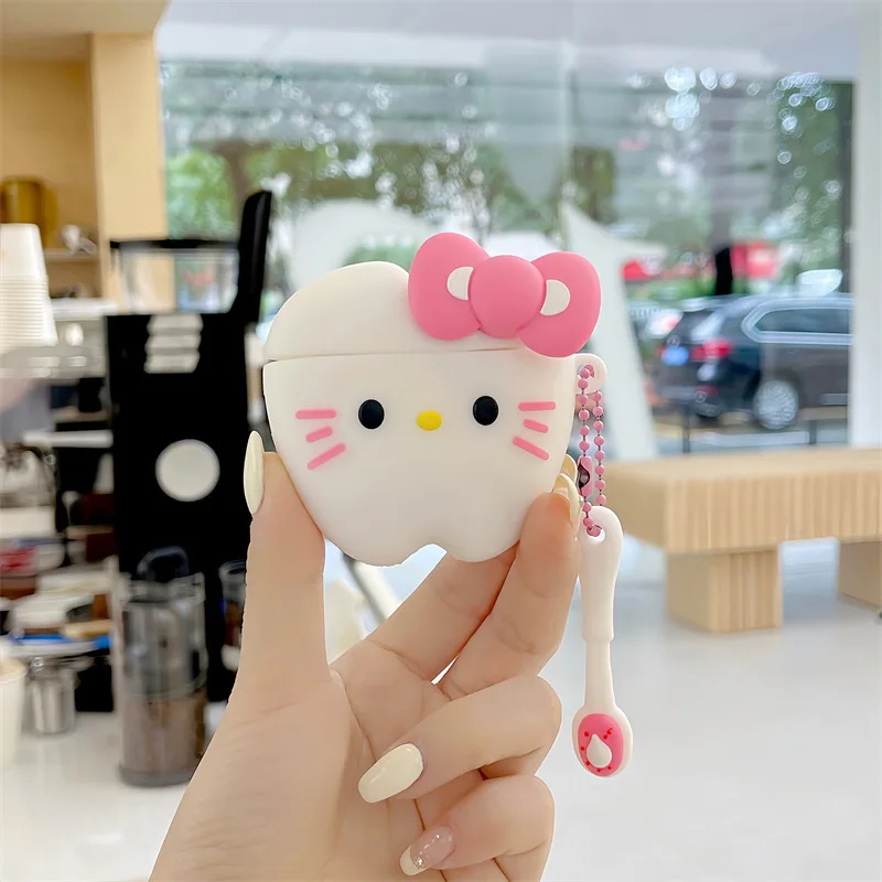 3D Cartoon Hello Kitty Silicone Case for Airpods 1 2 3 Pro Wireless Earphone Protective Cover for Airpods Pro2 With Hook