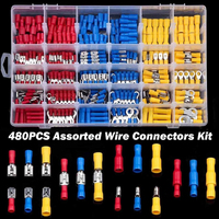 480/300/280Pcs Spade Terminals Insulated Cable Wire Connector Electrical Wire Crimp Terminals Butt Ring Fork Set Ring Lugs Kit