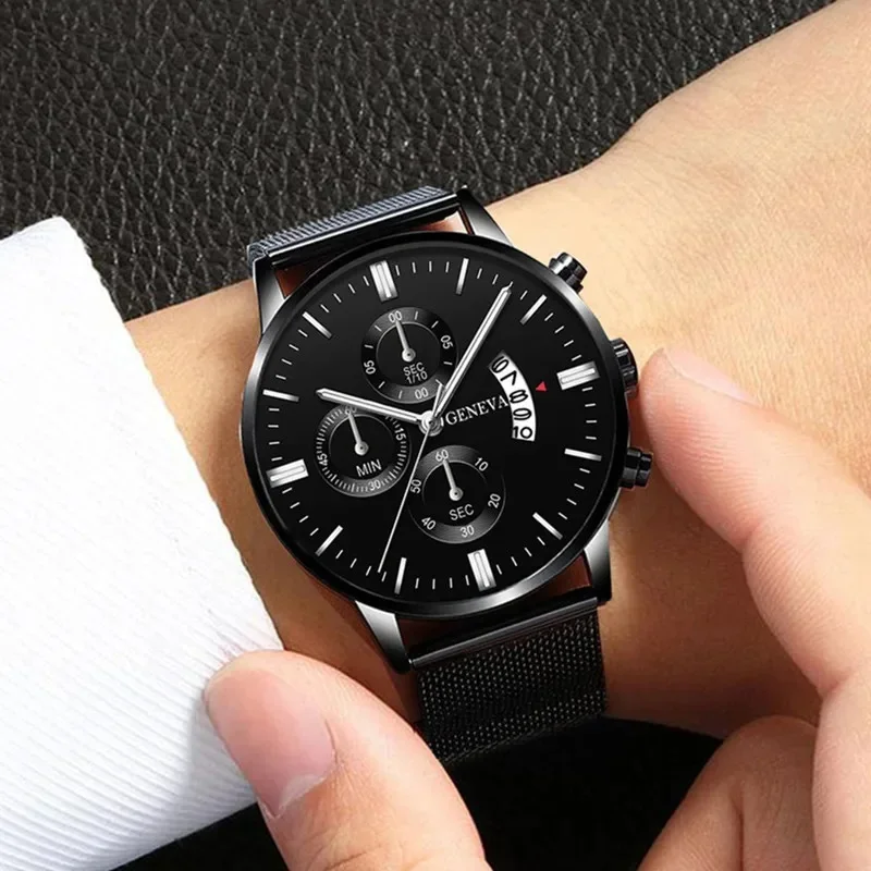 Trendy Luxury Durable Original Low Price Popular Design Men Quartz Watch for Chronograph WristWatch Mesh Steel Band for Man