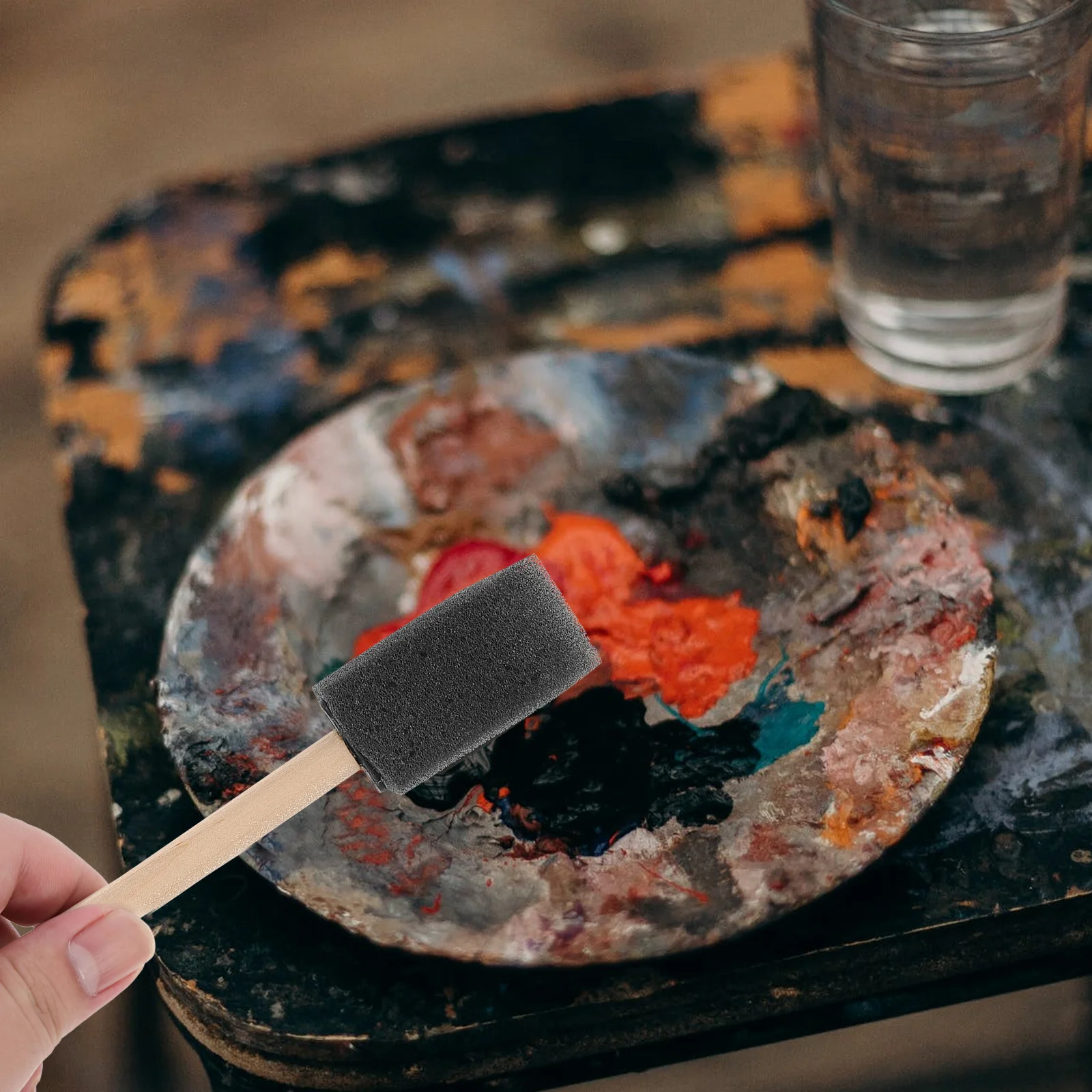 24 قطعة من إسفنجات الرسم الإسفنجية السوداء، أدوات رسم خفيفة الوزن ممتازة للحفلات المدرسية والأنشطة اليدوية الفنية