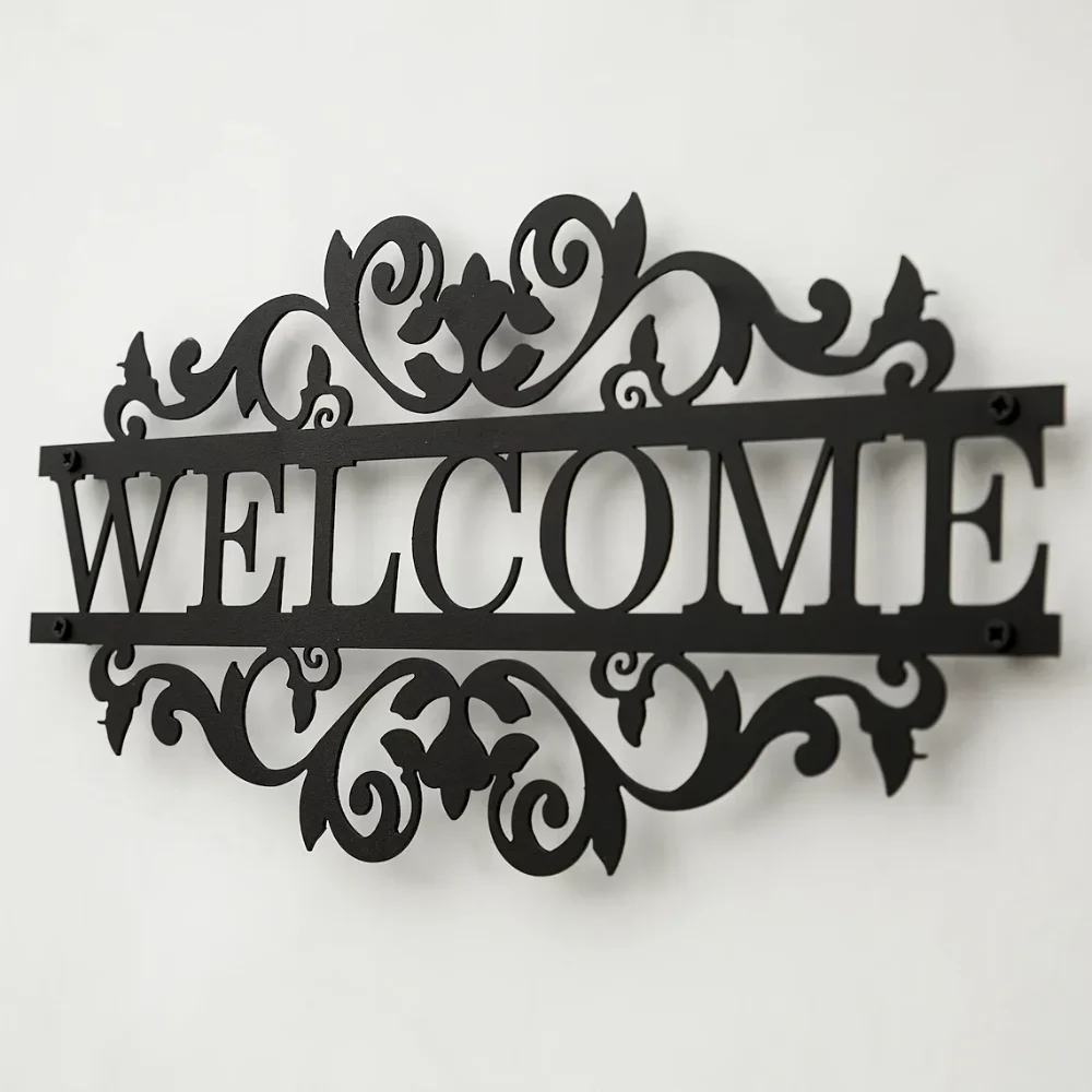 Rustic Metal Welcome Sign with Custom Address - Durable Outdoor Decor for Porch and Front Door