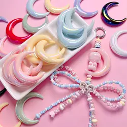 5pcs/lot Big Moon Beads For Jewelry Making DIY Decorations Earrings Necklace Beadable Pens Phone Chain Hair Rope Accessories