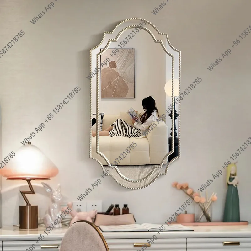 

VB French Retro Bathroom Mirror American Bathroom Medieval Vanity Mirror Bedroom Art Vanity Mirror Wall Hanging Porch