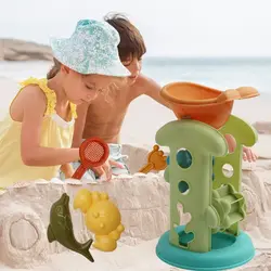 5PCS Gift Outdoor Game Parent-Children Interactive Beach Sandglass Sand Toys Set Shovel Rake Mold Digging Sand Kit