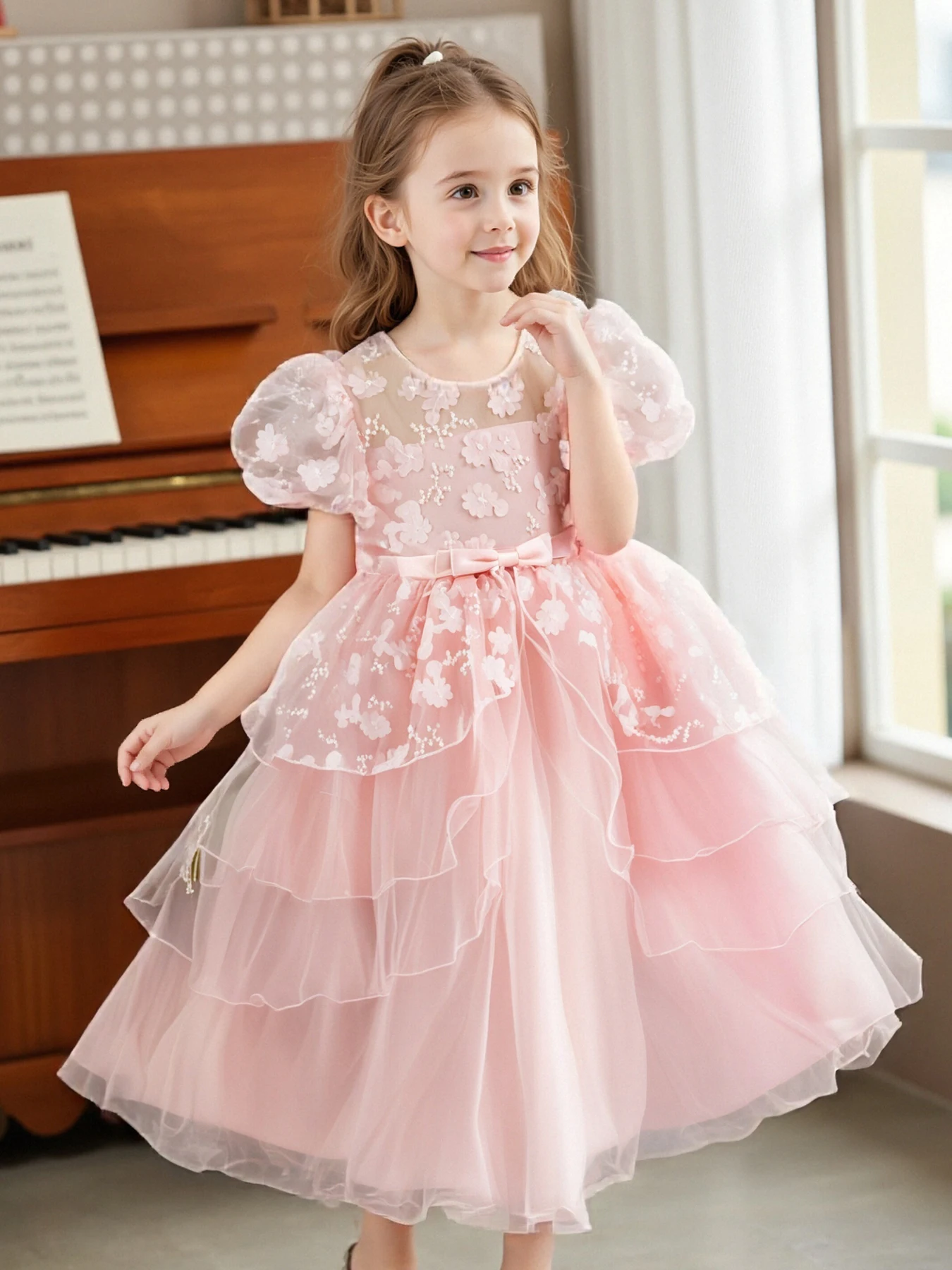 

Бальное платье из тюля для девочек 3-10 лет, торжественное праздничное платье принцессы для банкета на день рождения, детское пышное праздничное платье