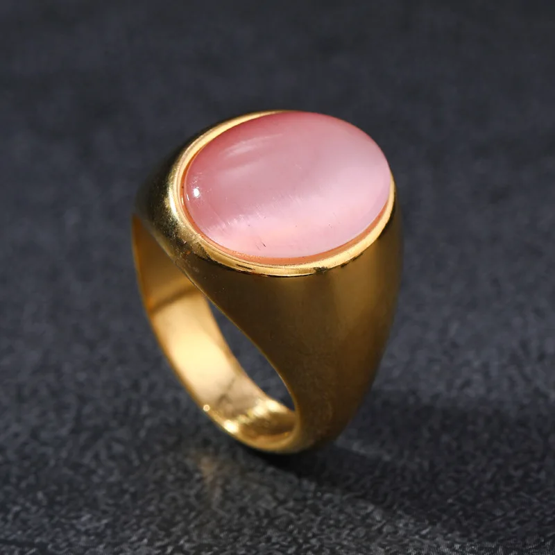 HNSP 316L Edelstahl Vintage-Ring für Damen, Schwarz, Rosa, Grün, Tigerauge, Steinringe, Fingerschmuck, Accessoires, große Größe – Detail 5