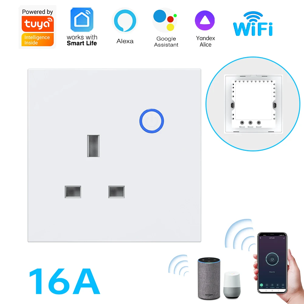 

Sixwgh Tuya Mobile Remote Control Switch Air Conditioner Water Heater TV 16A Intelligent WiFi Socket 86 Type Panel Socket