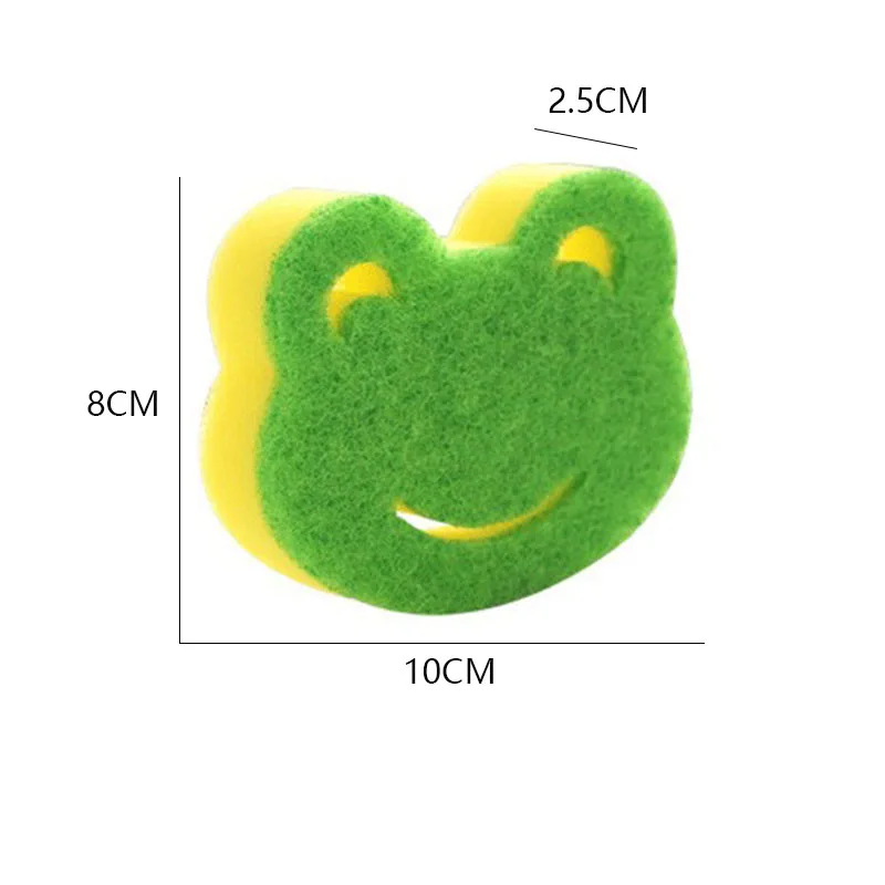 4Pcs Dishwashing Sponge Brush Frog Shape Creativity Soft Powerful Scouring Kitchenware Cleaner Household Bathroom Cleaning Tools