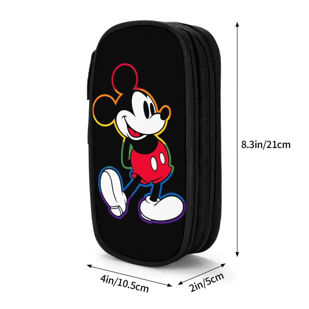 Imagem -03 - Estojo de Lápis Kawaii Mickey Rainbow Dupla Camada Grande Capacidade Acessórios de Escritório Desenhos Animados Engraçados Caixa de Presente