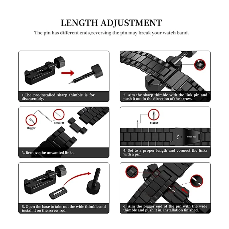 Hoge kwaliteit roestvrijstalen horlogeband link remover verstelbaar gereedschap spleetband armband ketting pin richter reparatie tool kit nieuw