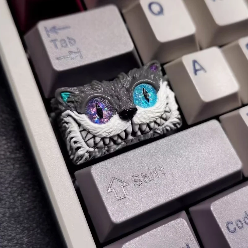 Imagem -02 - Heteropupil Cheshire Cat Resina Keycap 1.75u Anime Réplica Personalizada Faça Você Mesmo Esc Keycap para Teclado Mecânico Jogos Acessórios