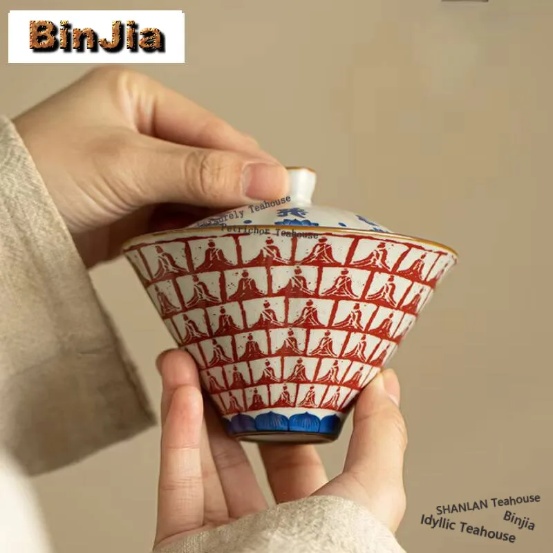 

140 мл Dunhuang культурный Gaiwan Ru Kiln Sancai крышка чаша керамическая противоожоговая чайная варенья винтажная чайная посуда украшения подарок